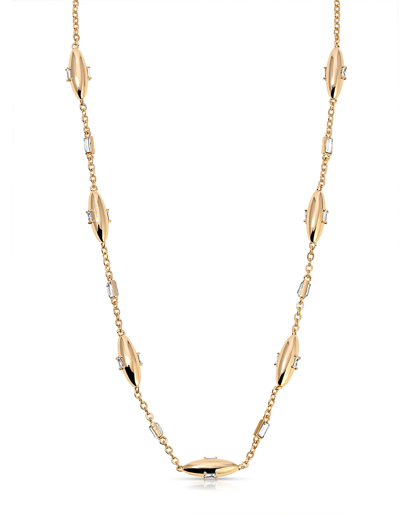 Ettika Baguette Cubic Zirconia Oval Station Necklace In Gold