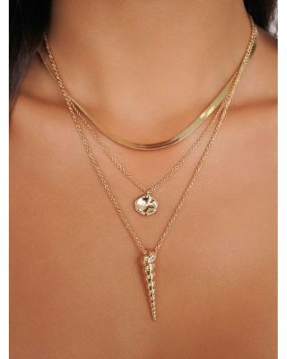 Saint Tropez Cubic Zirconia Shell Layered Pendant Necklace, 17"