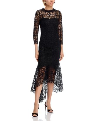 Teri Jon Stretch Crochet Maxi Dress - Black - 12