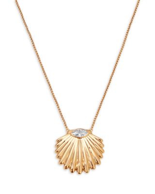 Cubic Zirconia Scallop Shell Pendant Necklace, 36"