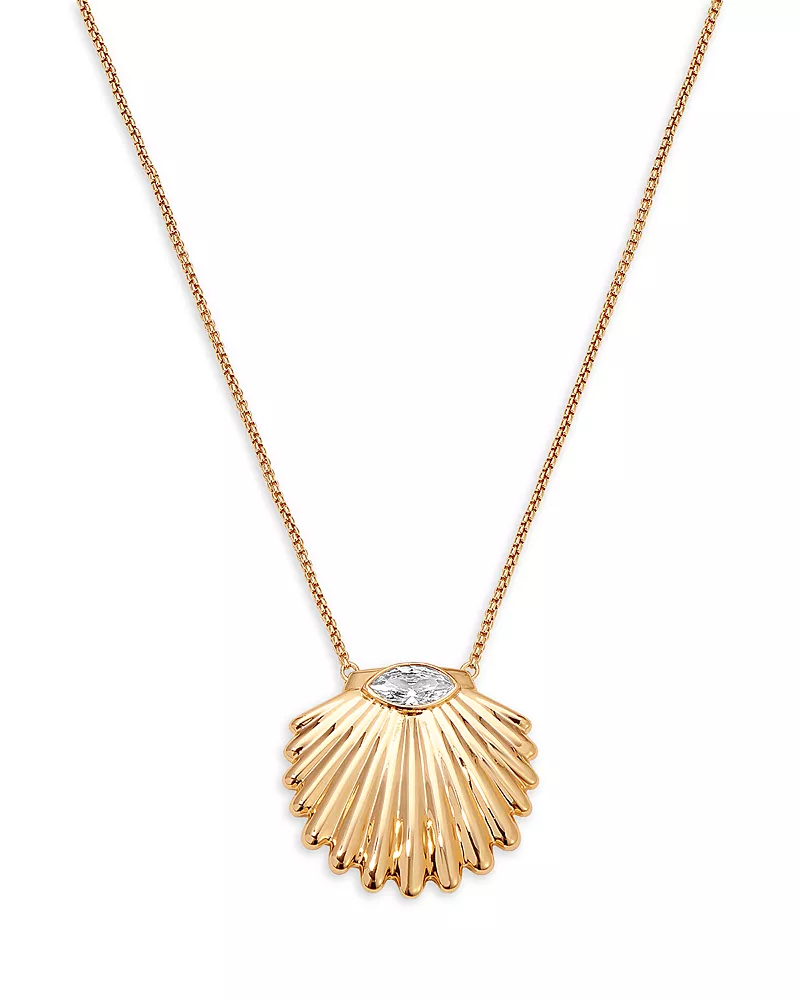 Ettika Cubic Zirconia Scallop Shell Pendant Necklace, 36