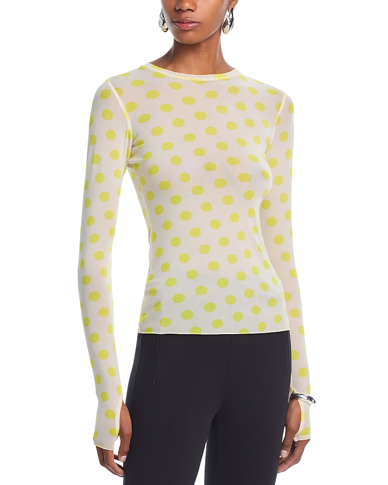 Afrm Kaylee Printed Long Sleeve Mesh Top In Multi