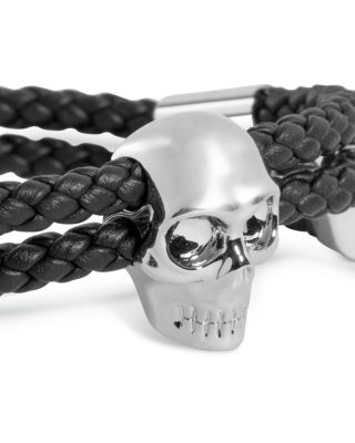 Skull Braided Leather Bracelet