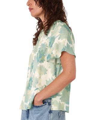 Floral Print Tie Neck Top