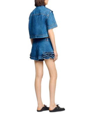 Ruffled Denim Shorts
