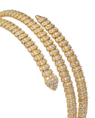 Diamond Flexible Multi-Row Bangle in 14K Yellow Gold, 4.35 tcw