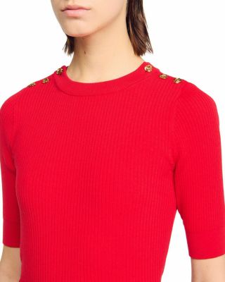 Short Sleeve Rib Knit Sweater