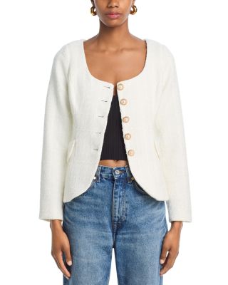 Scoop Neck Tweed Jacket