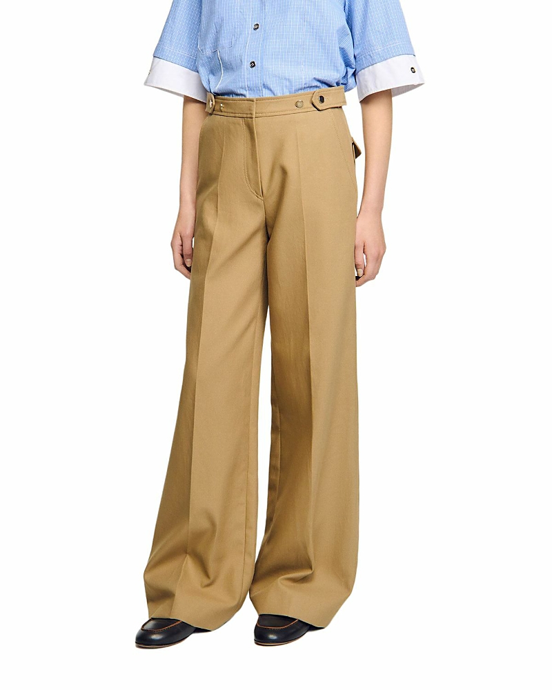 Sandro Wide Leg Pants In Brown