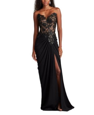 Dresden Draped Sequin Embroidered Gown