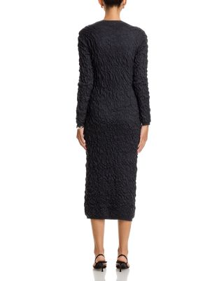 Embossed Effect Wool Midi Dress