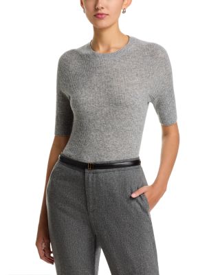 Platinum Wool Blend Ribbed Elbow Sleeve Sweater