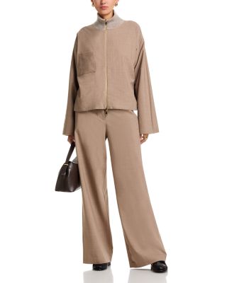 Bi Stretch Wool Blend Wide Leg Pants