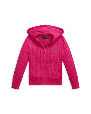 Ralph Lauren - Girls' Mini Cable Cotton Full Zip Hoodie - Little Kid