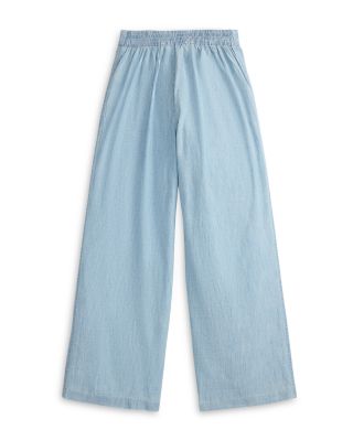 Ralph Lauren - Girls' Indigo Cotton Chambray Wide Leg Pant - Big Kid