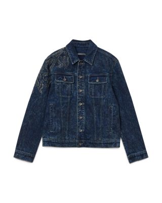Anthony Regular Fit Embroidered Denim Trucker Jacket  