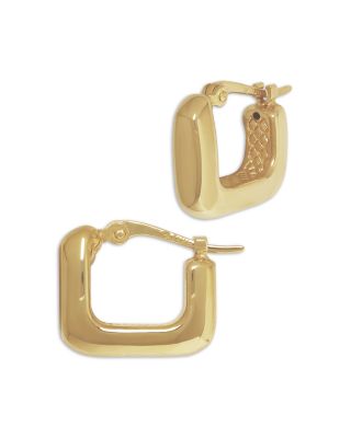 Chunky Square Huggie Hoop Earrings in 14K Yellow Gold