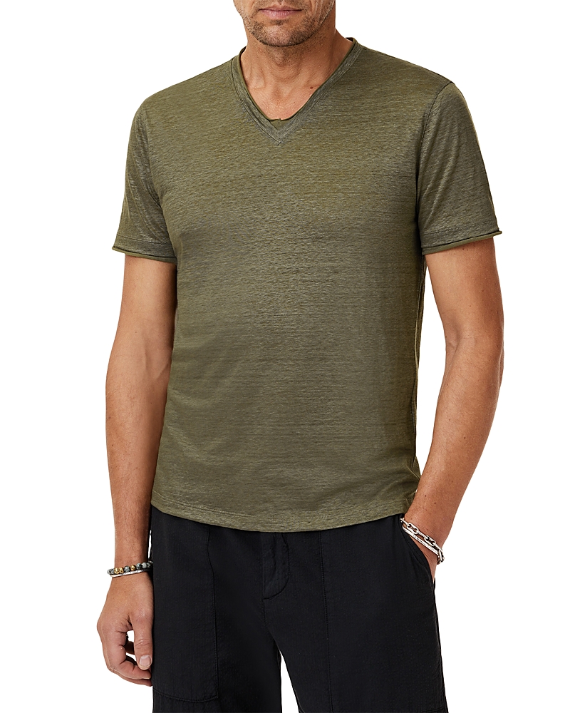 John Varvatos Wooster Slim Fit V Neck Linen Tee