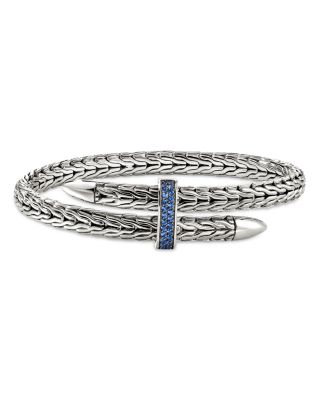 Sterling Silver Blue Sapphire Spear Flex Cuff Bracelet