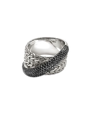 JOHN HARDY - JH Essentials Sterling Silver Black Sapphire Pav&eacute; Crossover Ring