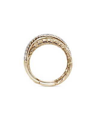 14K Yellow Gold JH Essentials Diamond Pav&eacute; Crossover Ring