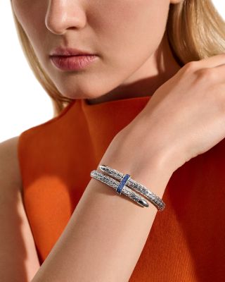 Sterling Silver Blue Sapphire Spear Flex Cuff Bracelet