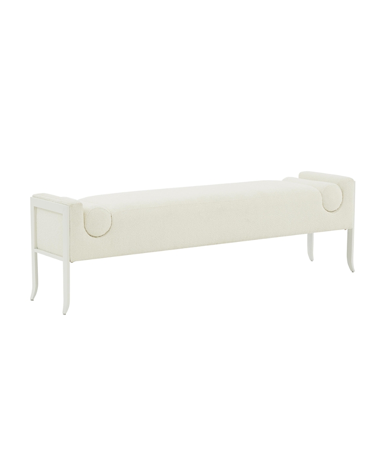 Tov Furniture Ines Boucle Bench In White