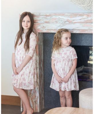 Girls' Ribbon Tie Short Sleeve Dress - Little Kid