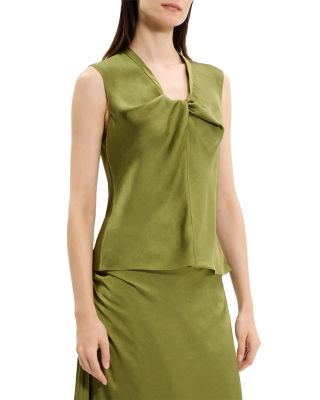 Twist Neck Blouse in Crushed Satin