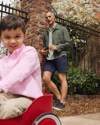 Textured Stripe Camp Shirt