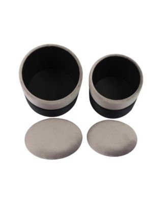  Gigi Velvet Storage Ottomans - Set of 2 in Grey