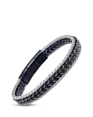 Woven Leather & Stainless Steel Bracelet
