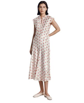 Cicely Polka Dot Satin Midi Dress