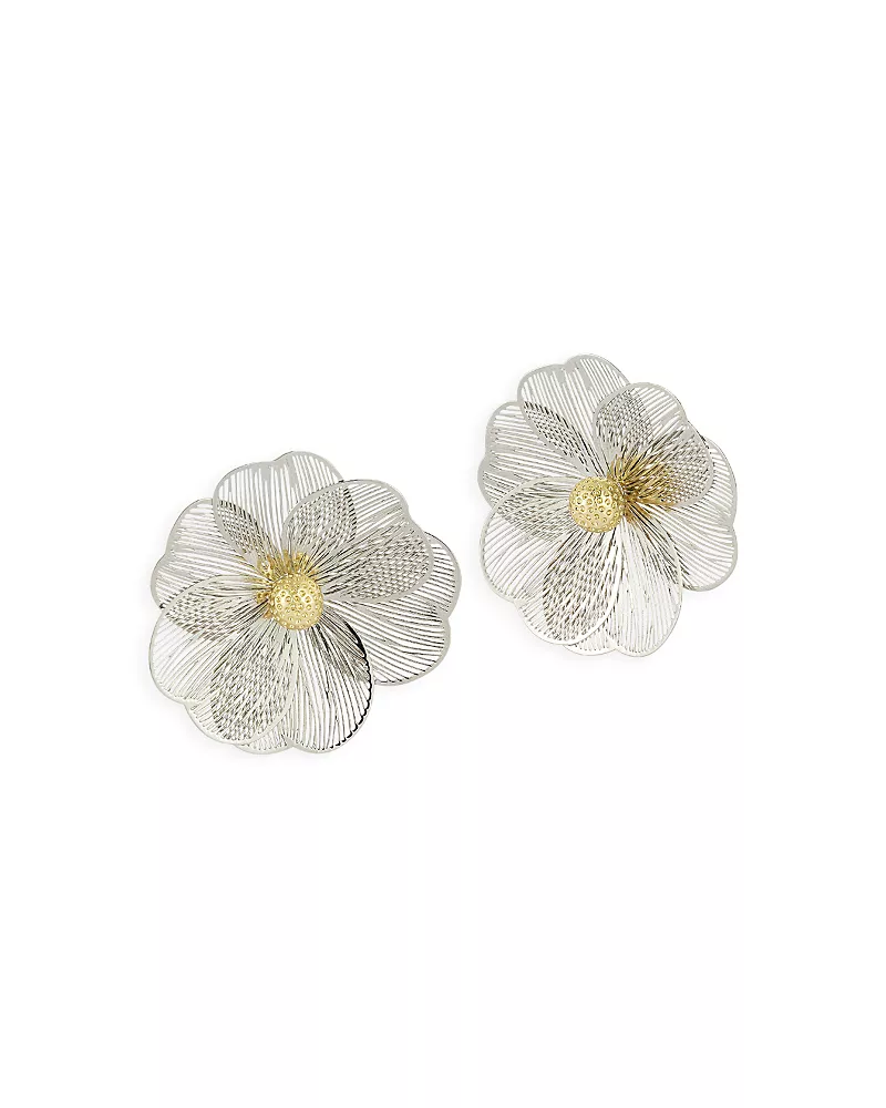 Aqua Flower Statement Stud Earrings - Exclusive