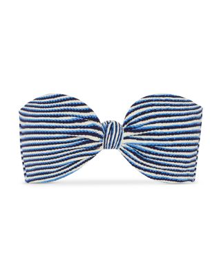 Textured Striped Bandeau Bikini Top