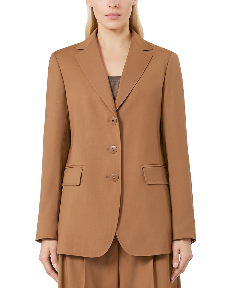 Max Mara Wool Notched Lapel Blazer In Brown