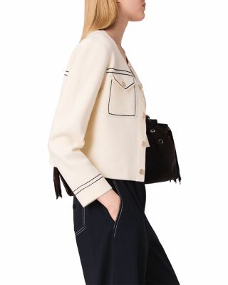 Topstitched Cropped Cardigan