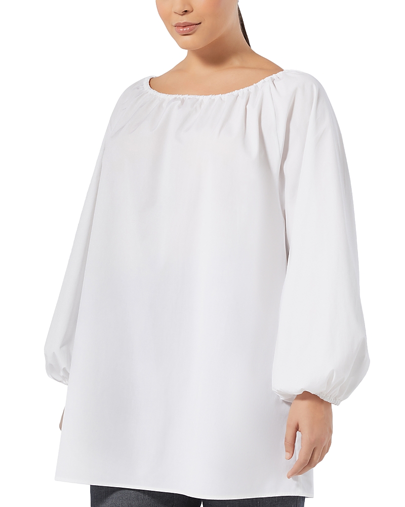 Marina Rinaldi Melk Off The Shoulder Long Sleeve Poplin Top In White
