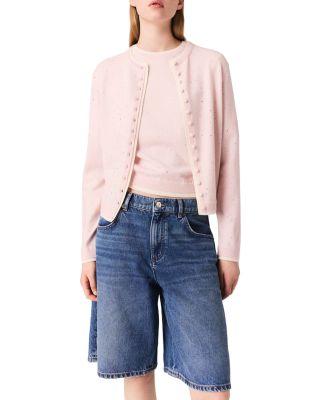 Wool Cardigan with Rhinestones