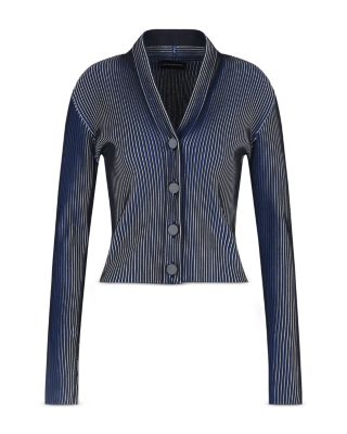 Bicolor Ribbed Striped Cardigan Sweater