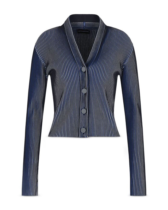 Bicolor Ribbed Striped Cardigan Sweater
