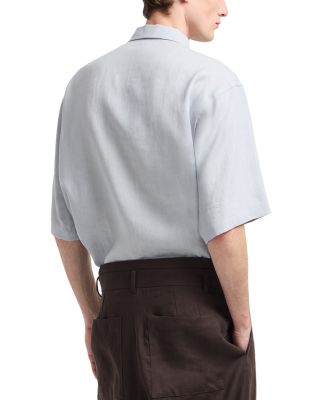 Regular Fit Short Sleeve Zip Linen Shirt  