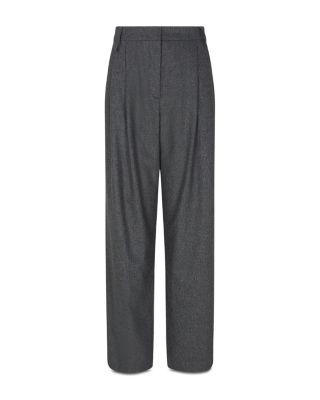 Wool Blend Pleated Pants