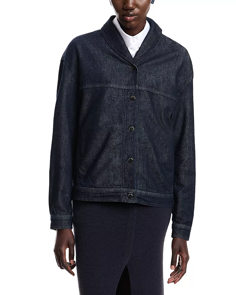 Emporio Armani Dark Denim Jacket with Rolled Collar