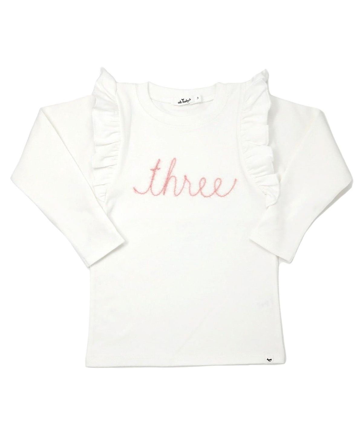 oh baby! Girls' Millie three Pink Sparkle Embroidered Tee - Little Kid