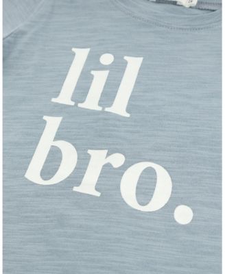 Boys' "lil bro." Cotton Slub Raw Edge Tee - Baby