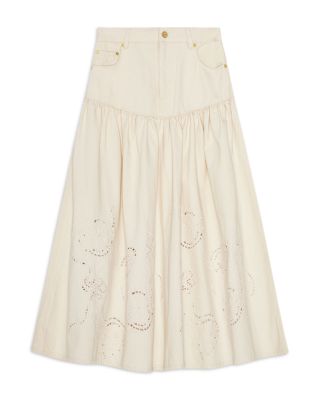 Broderie Anglaise Denim Skirt