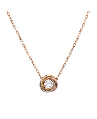 Trinity Diamond Pendant Necklace 18K Tricolor Gold and Diamond