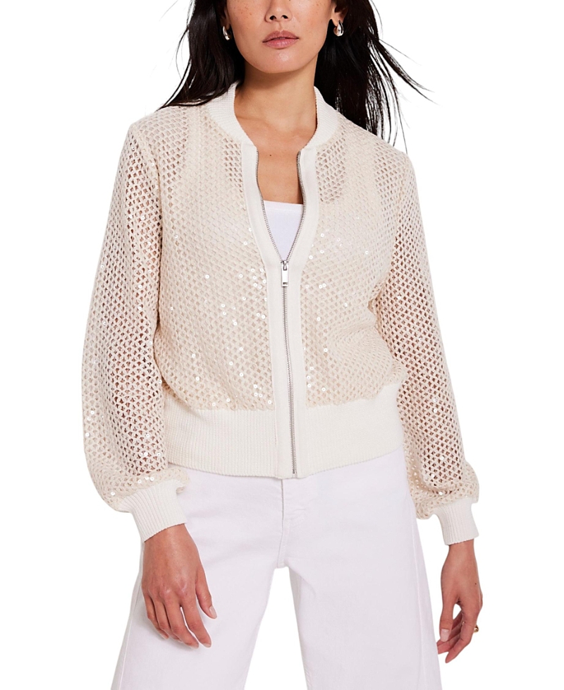 Mint Velvet Sequin Bomber Jacket In Neutral
