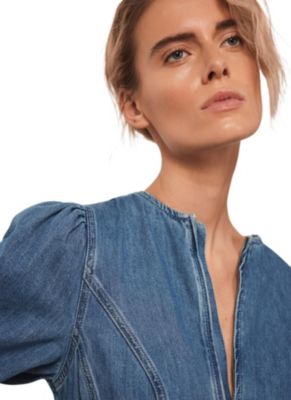 Women's Denim Zip Midi Dress